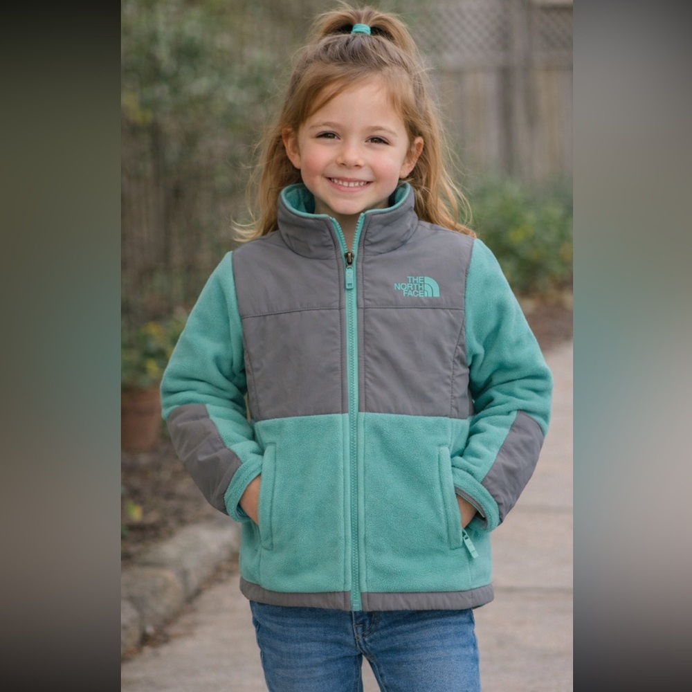 The North Face Girls Aqua & Gray Full Zippered Jacket Size XL 18